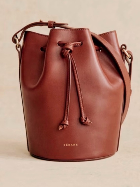 Sezane Handbags - Sezane Farrow Mini Bag in Natural Heritage Leather Bucket Bag